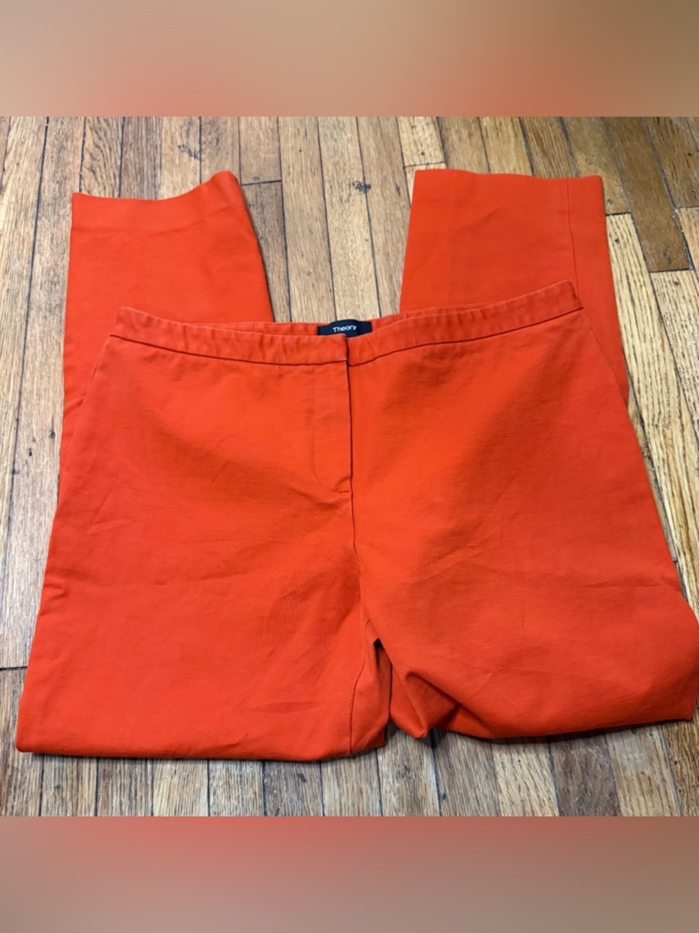 Theory Bright Orange Classic Skinny Cropped Pants - Size 6